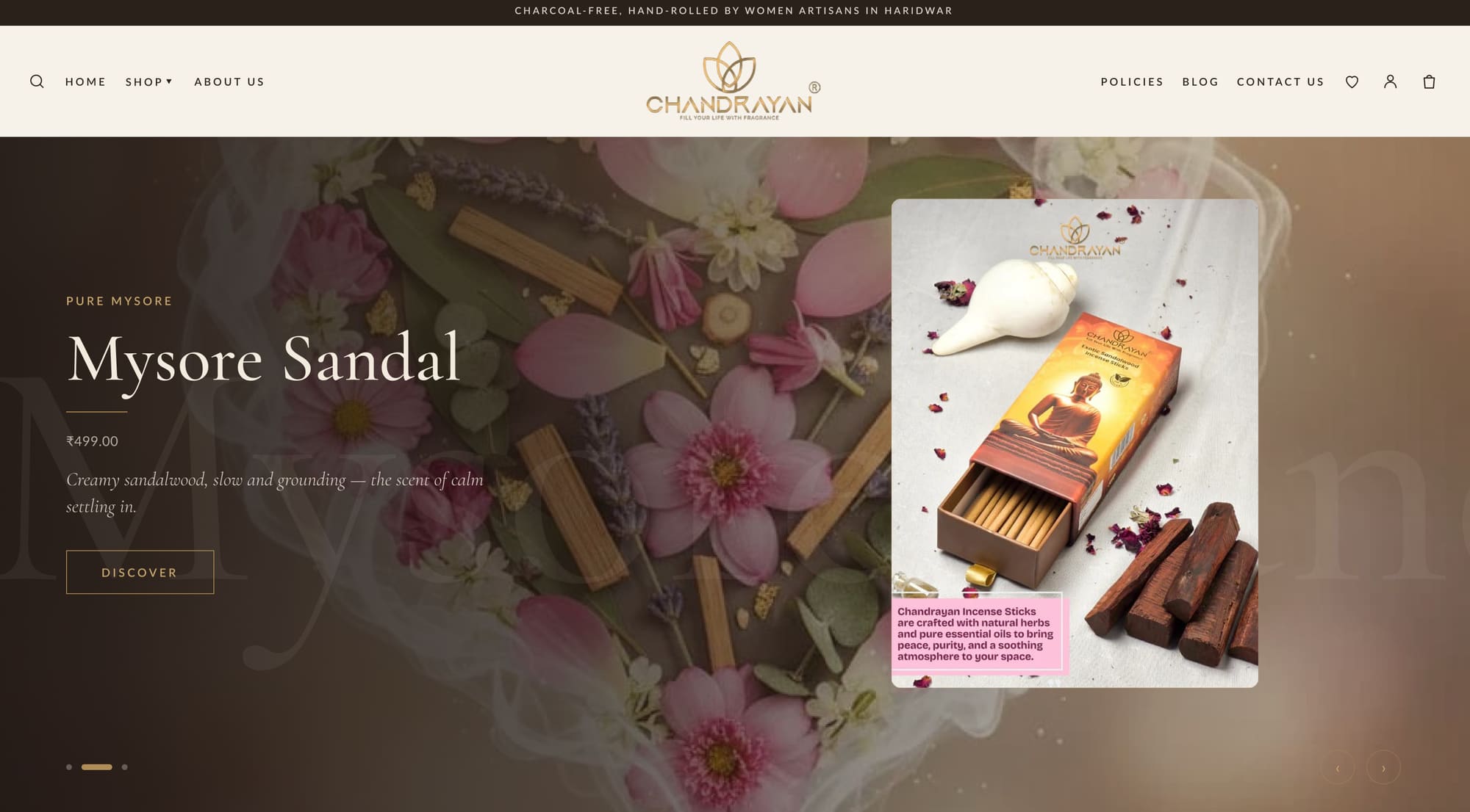 Chandrayan — incense brand hero banner