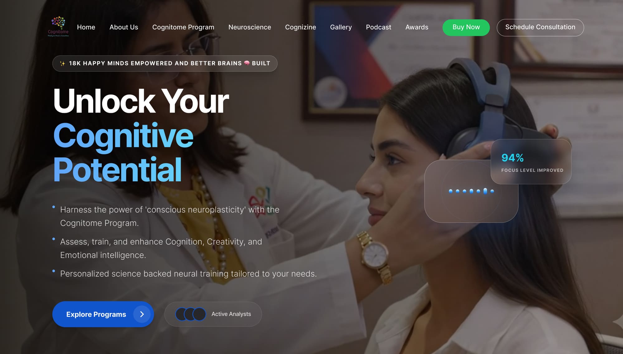 Cognitome — navy and gold programme hero